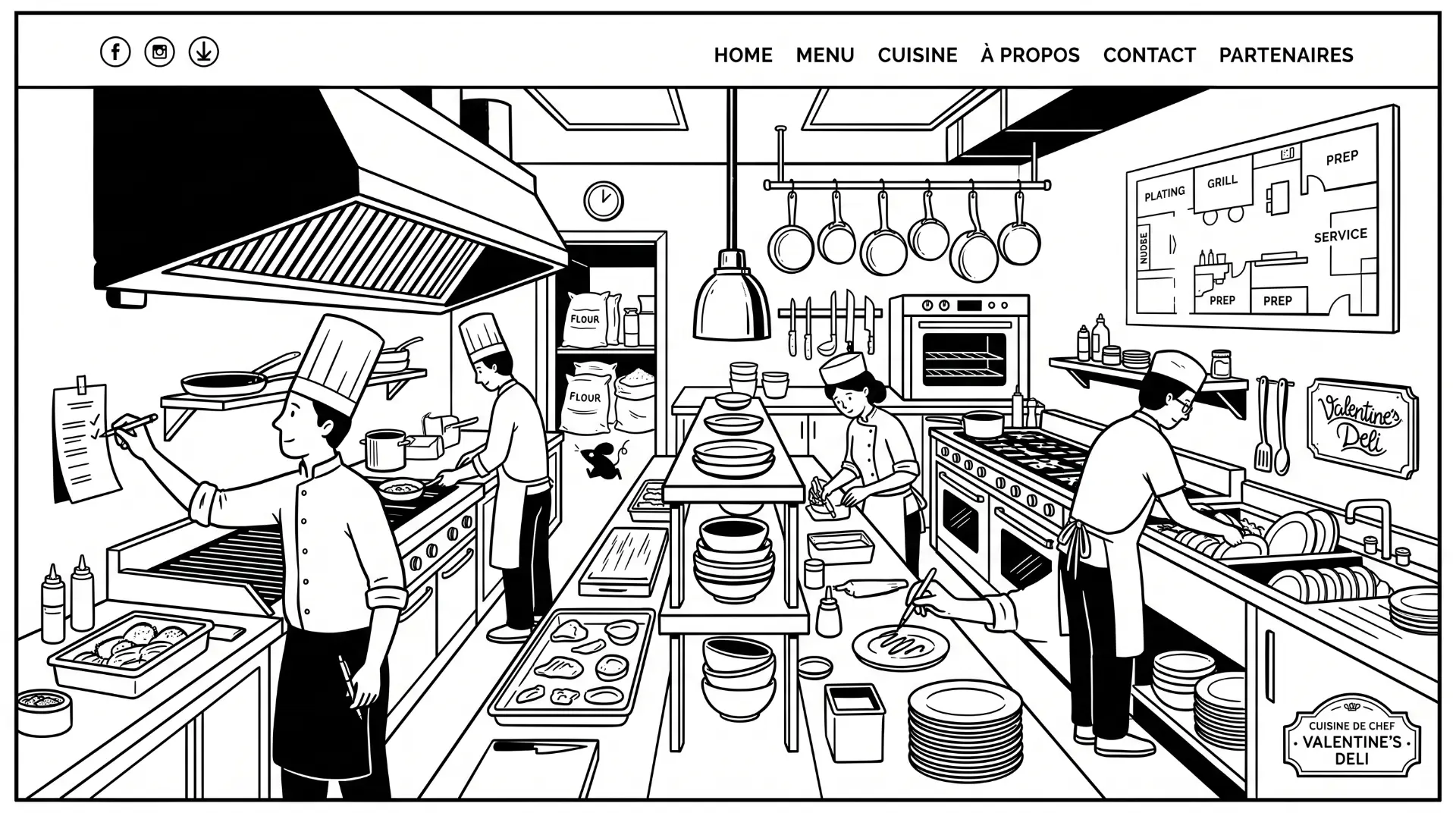 Cuisine professionnelle où un rongeur peut infiltrer les réserves